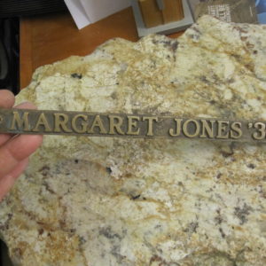 margaret jones metal nameplate