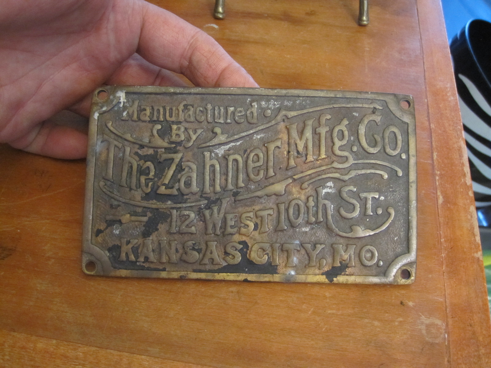 Antique The Zahner Mfg Co Metal Nameplate Kansas City, MO | More ...