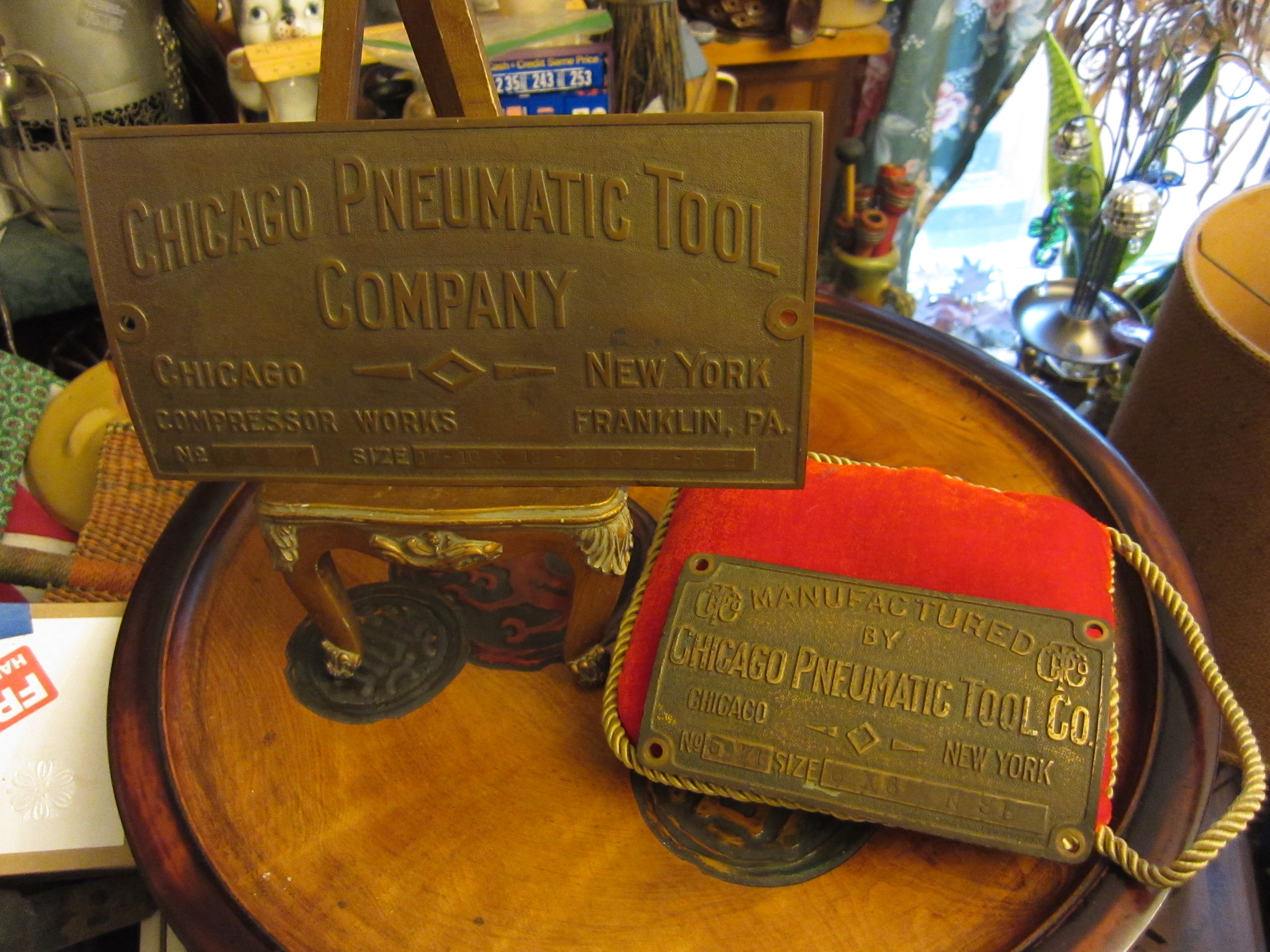 Vintage Brass Chicago Pneumatic Tool Company Plates TagsVintage Brass Chicago Pneumatic Tool Company Plates Tags