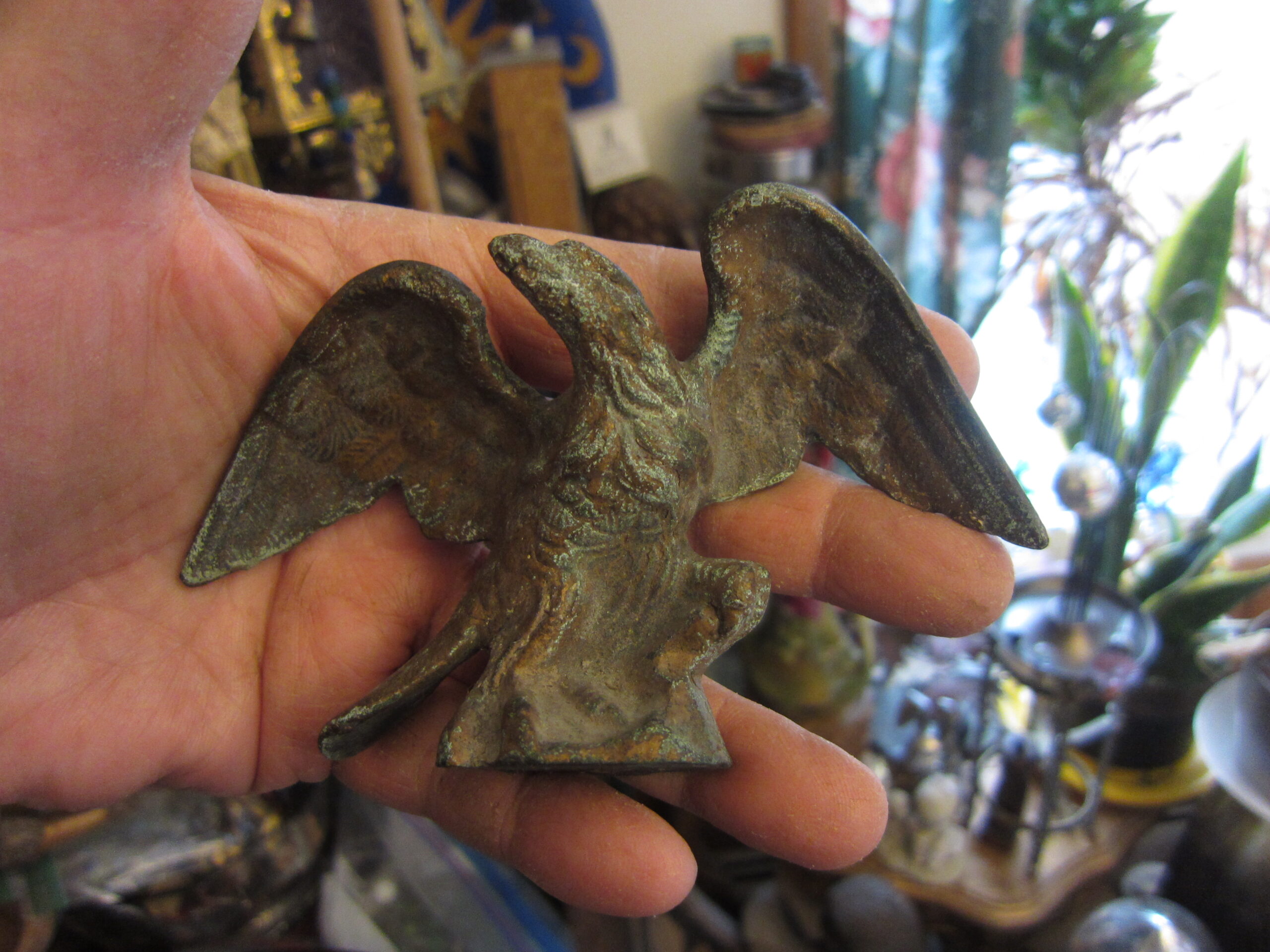 Spread Winged Eagle, Old Brass Finial Topper
