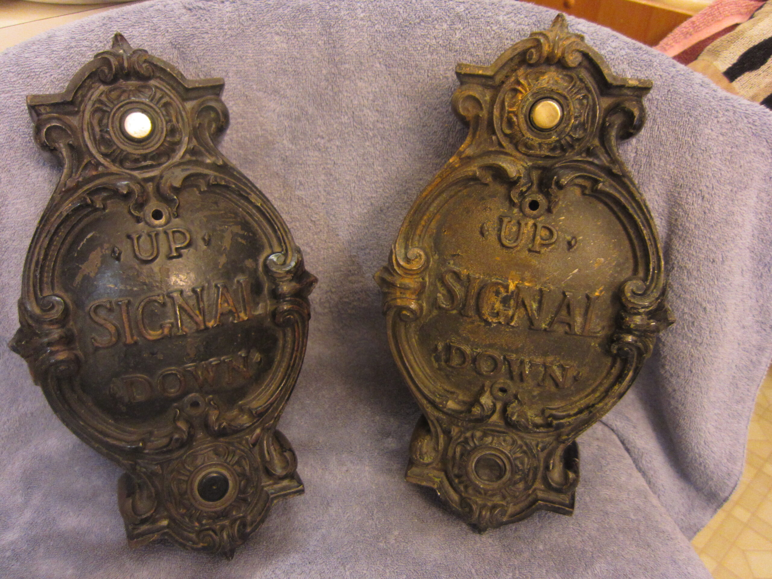 Antique Cast Iron Elevator Signal Push Button Call Boxes