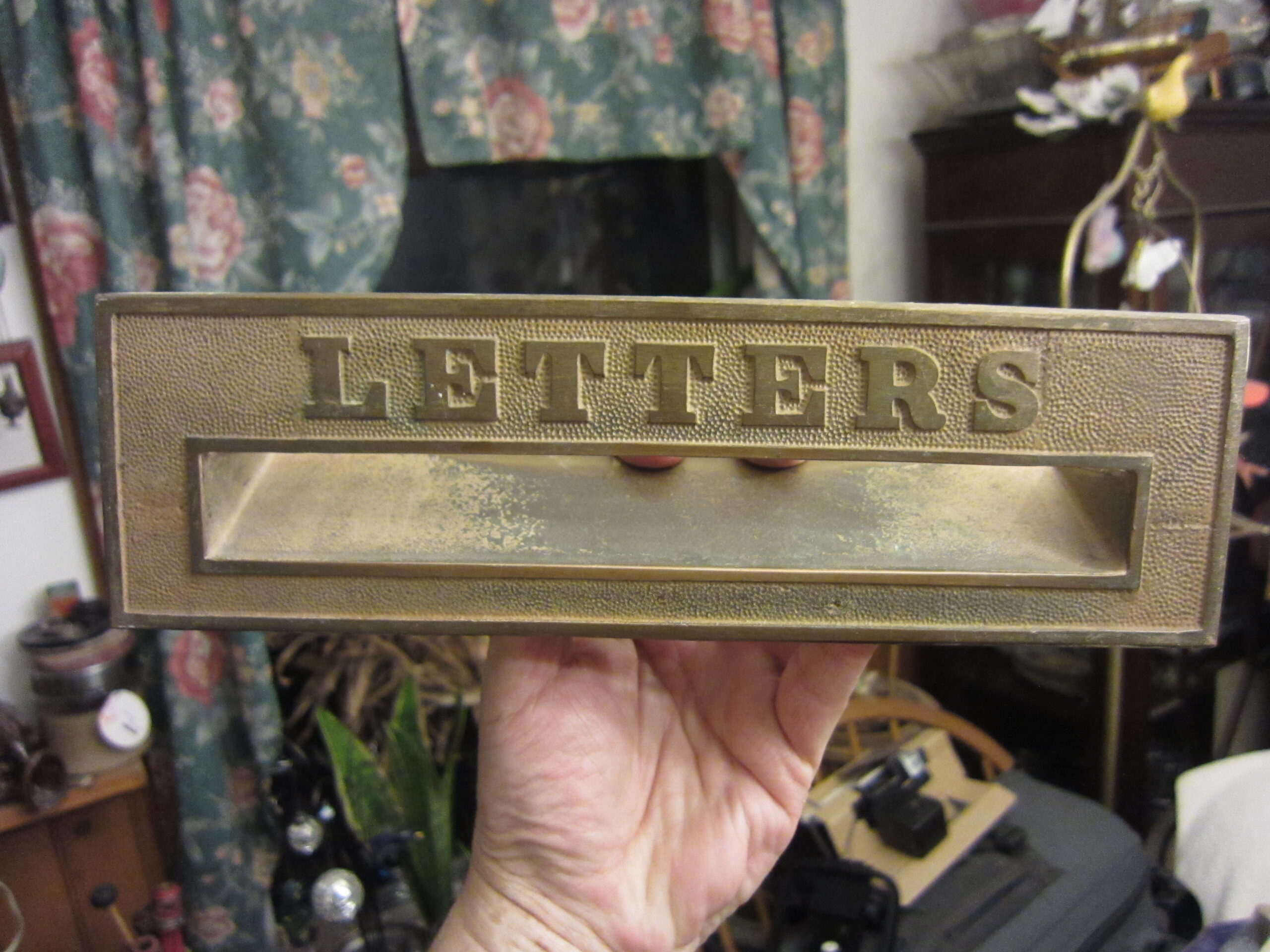 Antique Brass Bronze Letters Mail Slot Opening