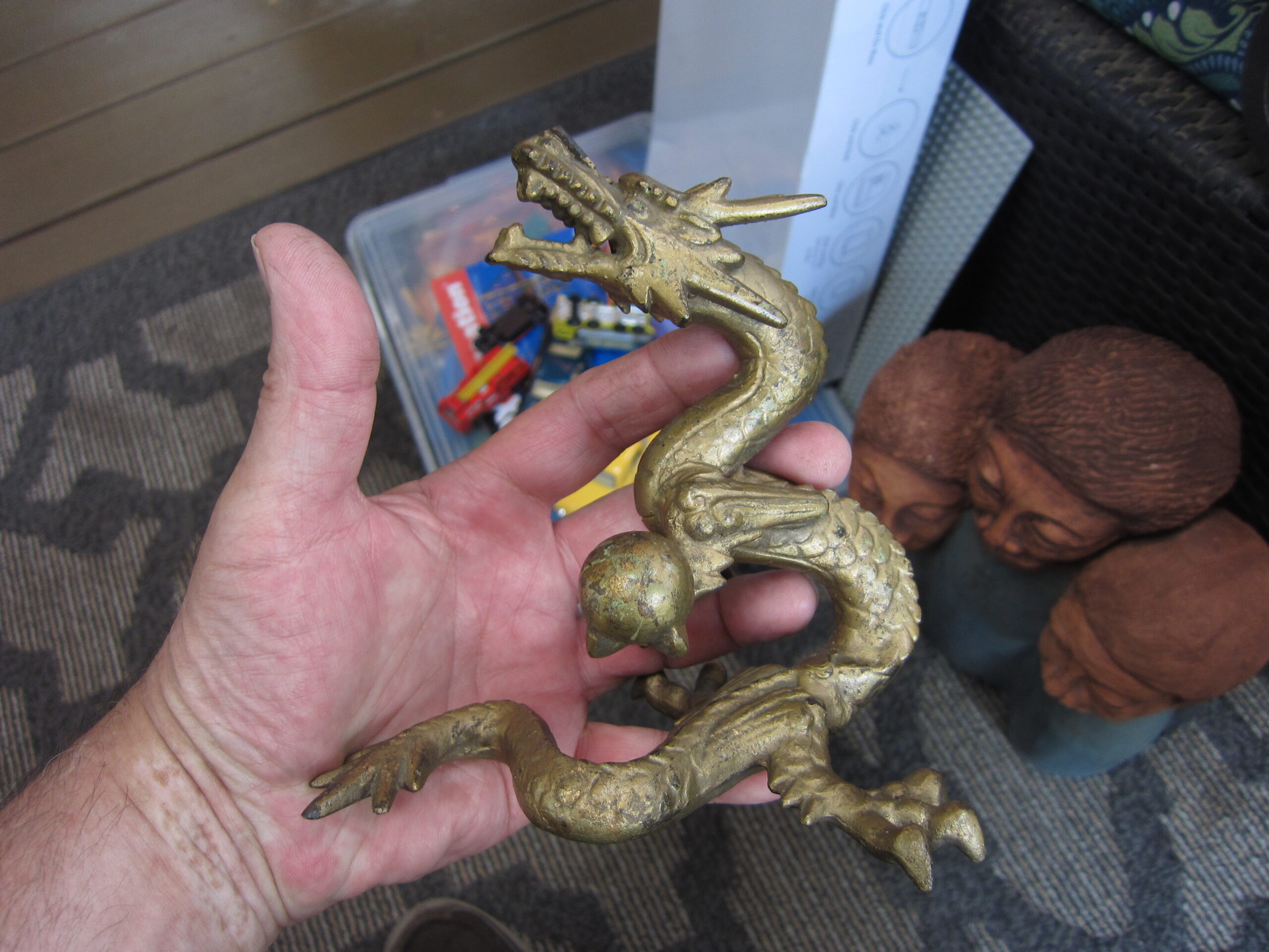 Gilt Cast Iron Dragon Sculpture