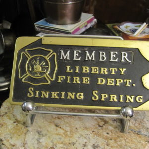 Liberty Fire Department Member Plaque Sinking Spring
